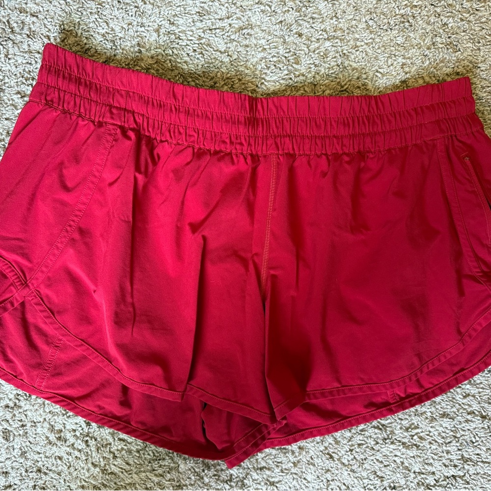 Lululemon Tracker 4 Way Stretch Women's Red Athletic Shorts 18
